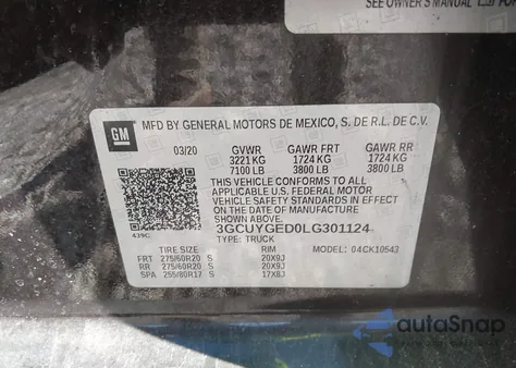 2020 Chevrolet Silverado 1500 4Wd Short Bed Ltz из США, поврежденный, VIN 3GCUYGED0LG301124